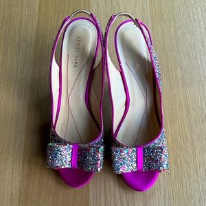 kate spade Sparkly Bowtie Slingback Kitten Heels